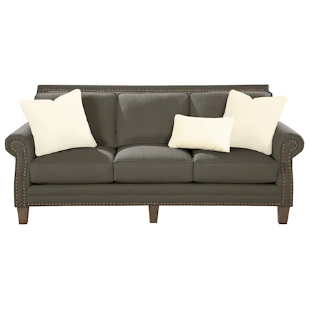 Transitional Sofa with Brass Nailheads